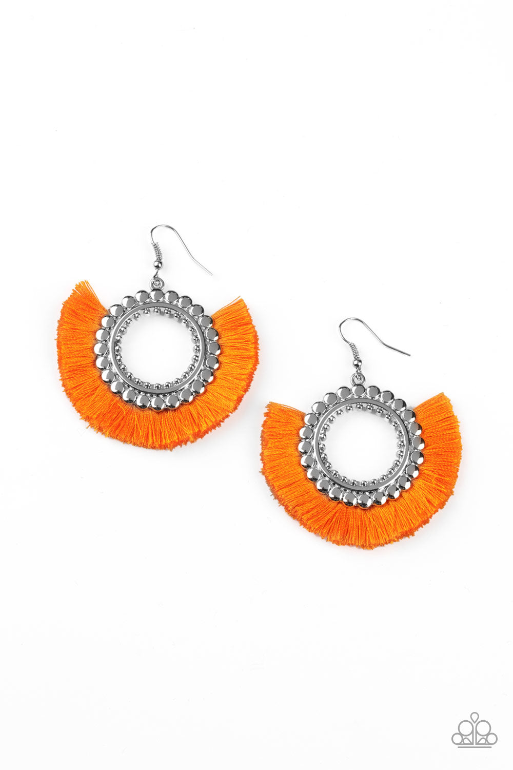 Fringe Fanatic - Orange Earrings Paparazzi Accessorie s - Paparazzi Accessories 