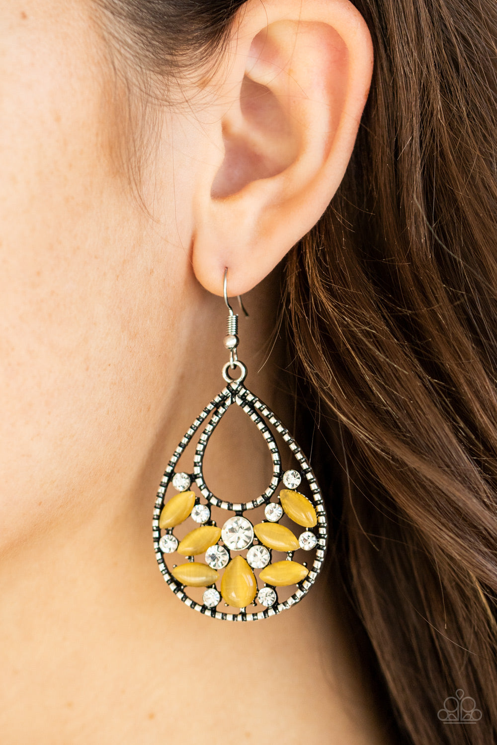 Dewy Dazzle - Yellow Earrings - Paparazzi Accessories - Paparazzi Accessories 