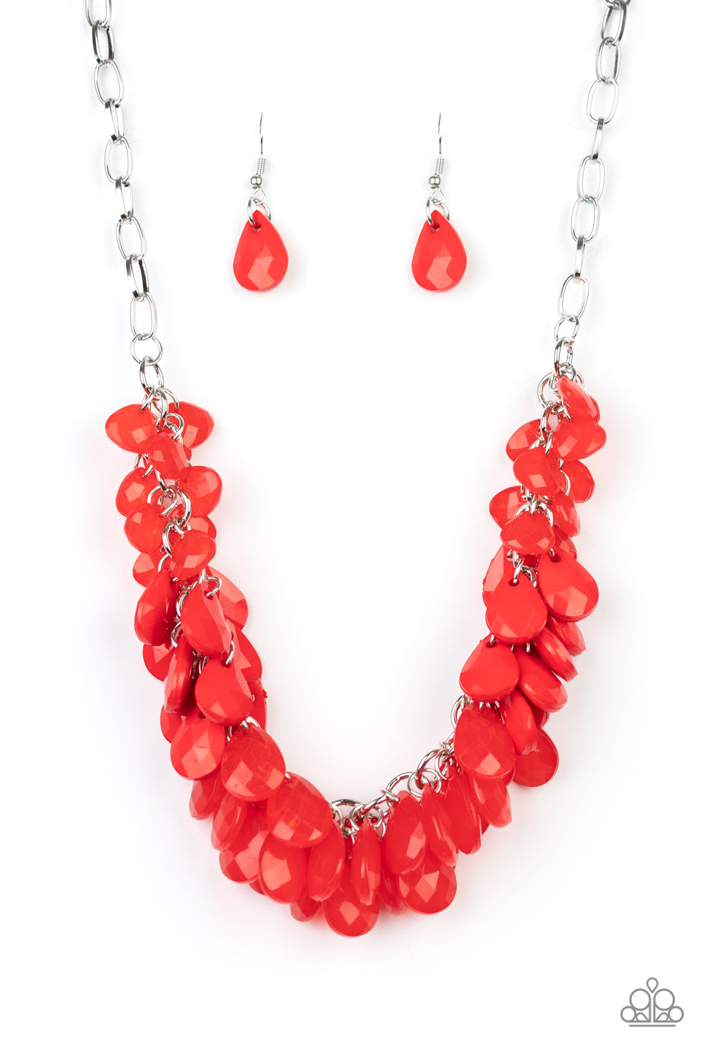 Colorfully Clustered - Red Necklace - Paparazzi Accessories 