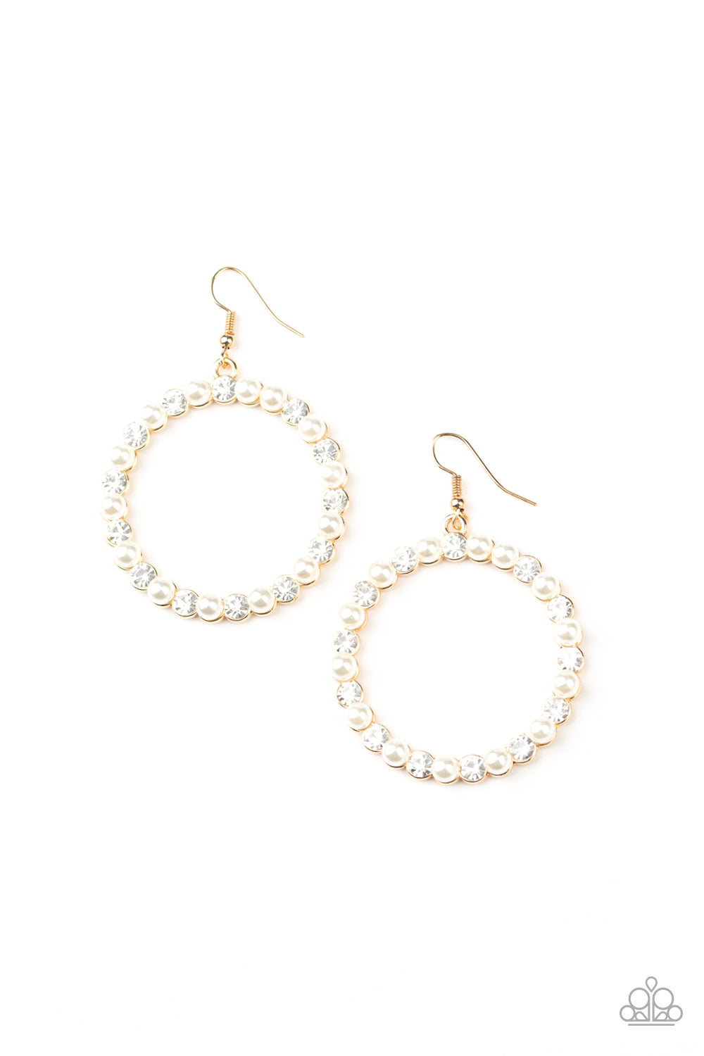 Pearl Palace - Gold Earrings - Paparazzi Accessories 