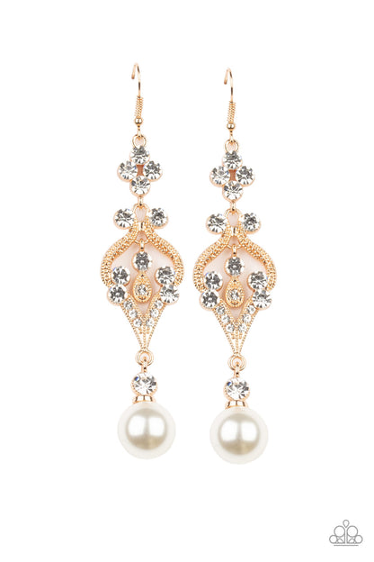 Elegantly Extravagant - Gold Earrings - Paparazzi Accessories 
