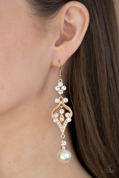 Elegantly Extravagant - Gold Earrings - Paparazzi Accessories 