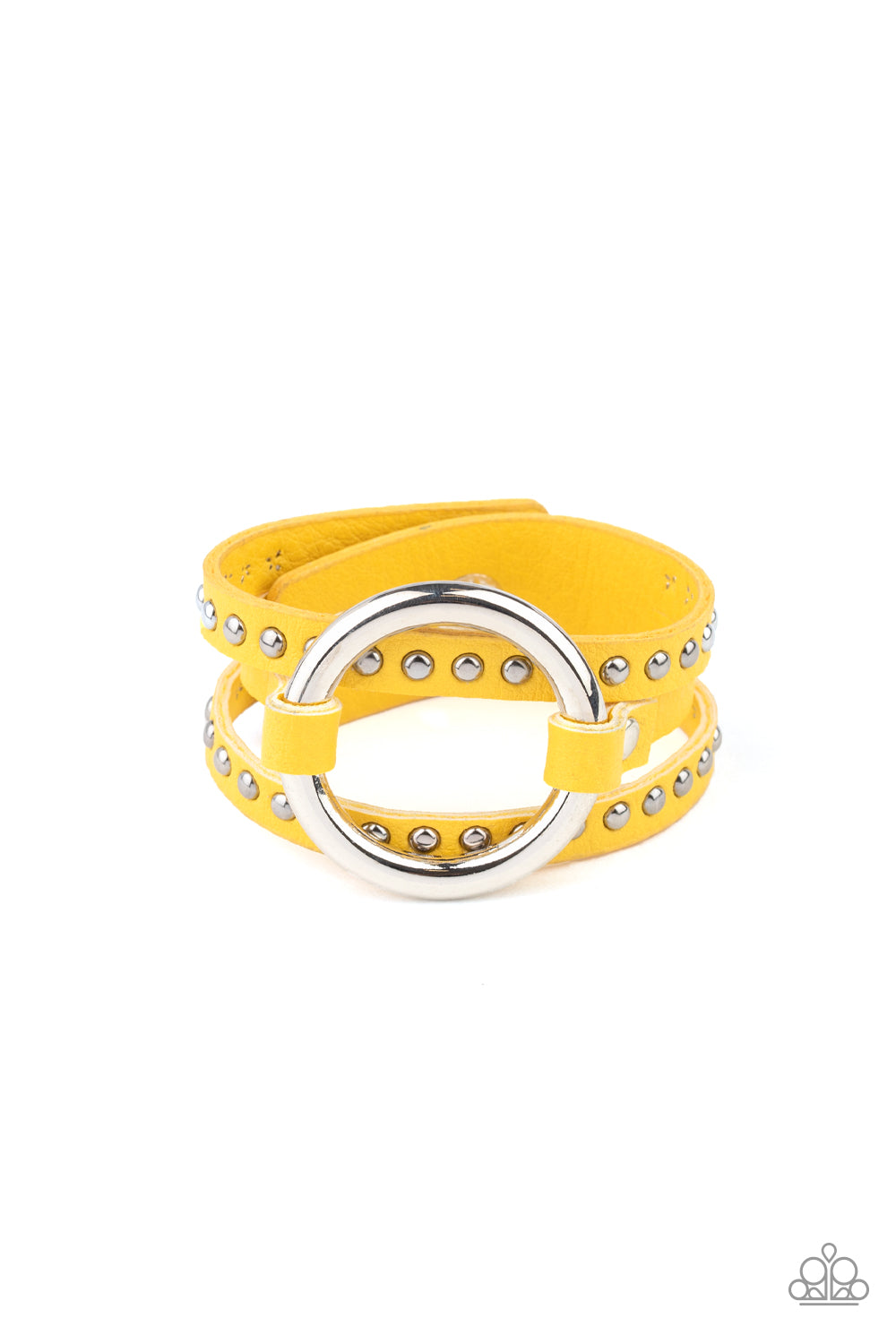 Studded Statement-Maker - Yellow Bracelet - Paparazzi Accessories - Paparazzi Accessories 
