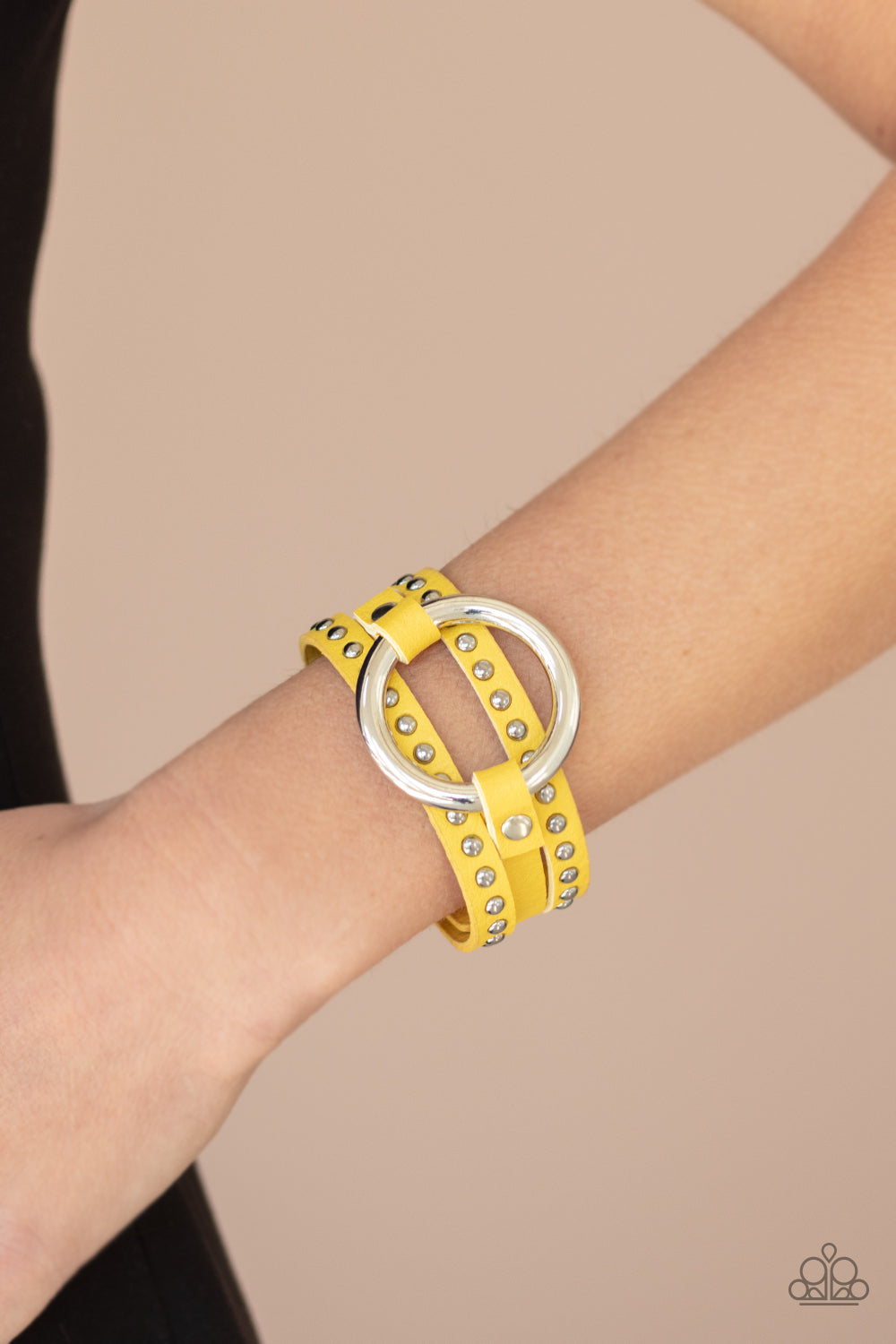 Studded Statement-Maker - Yellow Bracelet - Paparazzi Accessories - Paparazzi Accessories 