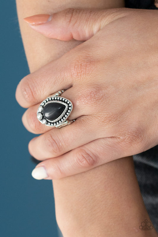 Backroad Bauble - Black Ring - Paparazzi Accessories - Paparazzi Accessories 