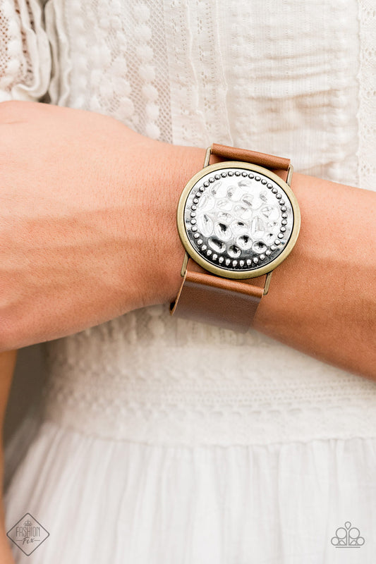 Hold On To Your Buckle - Brown Bracelet- Paparazzi Accessories - Paparazzi Accessories 