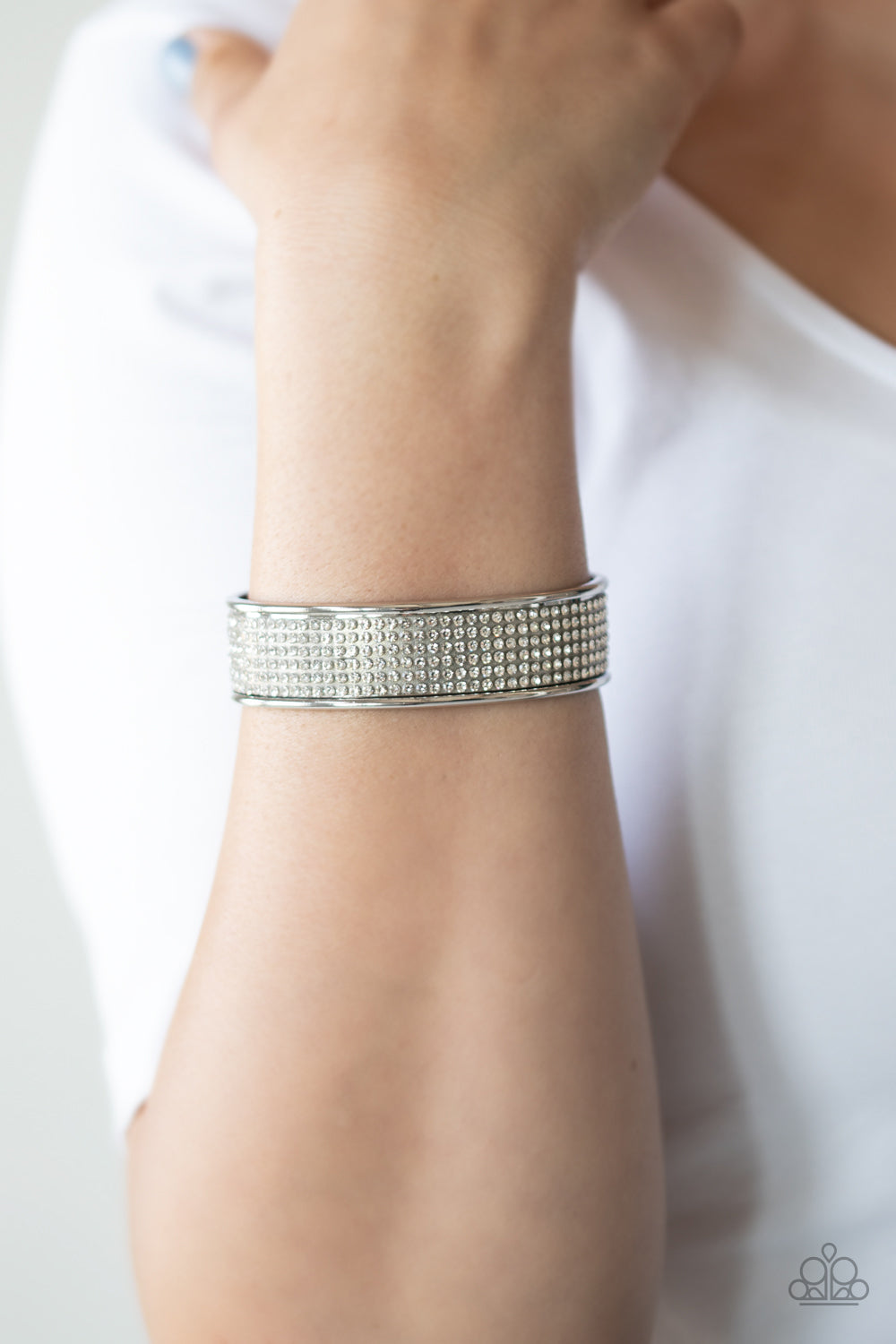 Cant Believe Your ICE - White Bracelet - Paprazzi Accessories - Paparazzi Accessories 