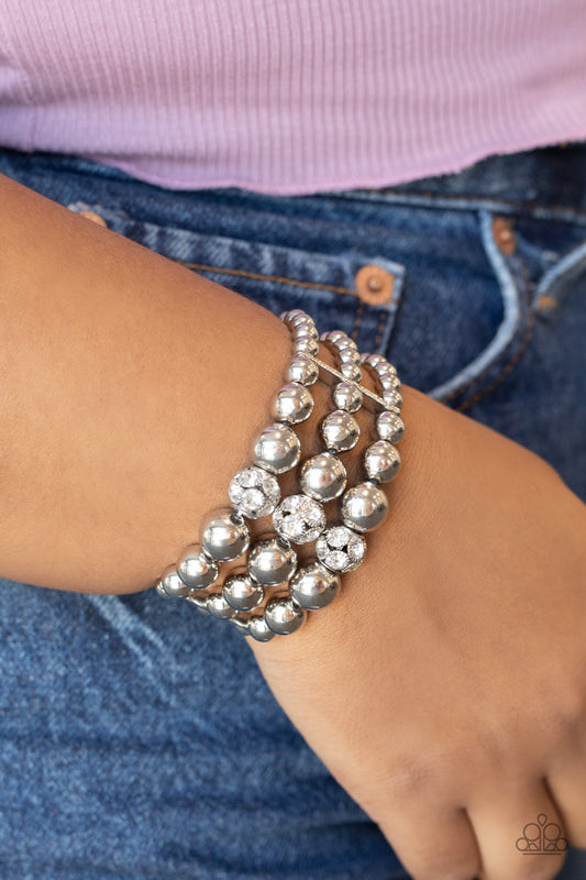 Icing On The Top - White Bracelet - Paparazzi Accessories - Paparazzi Accessories 