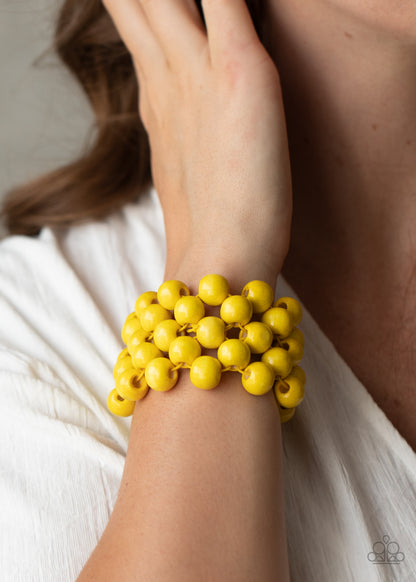 Tiki Tropicana - Yellow Bracelet - Paparazzi Accessories - Paparazzi Accessories 