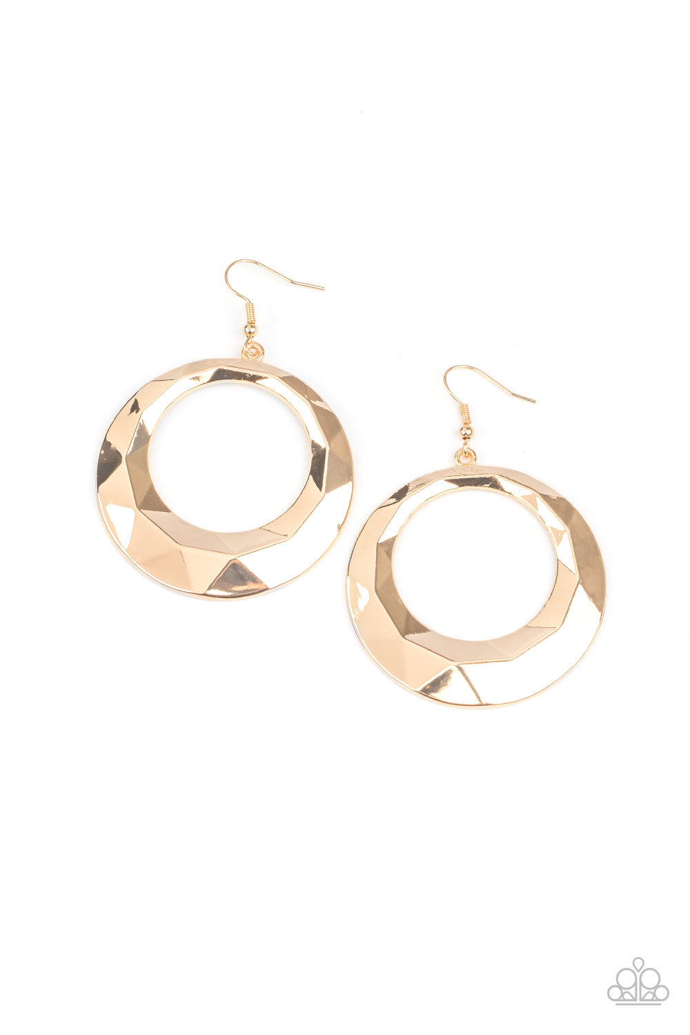 Fiercely Faceted - Gold Earrings- Paparazzi Accessories - Paparazzi Accessories 