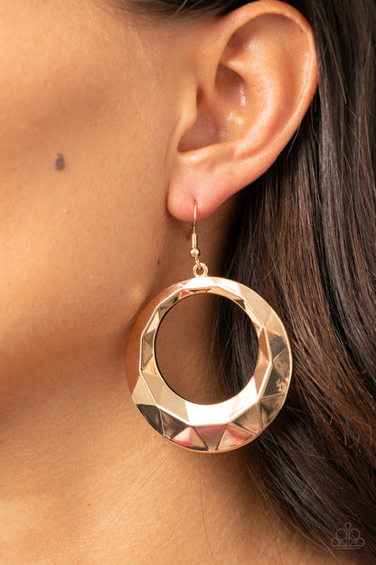 Fiercely Faceted - Gold Earrings- Paparazzi Accessories - Paparazzi Accessories 