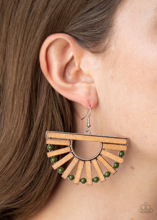 Wooden Wonderland - Green Earrings - Paparazzi Accessories - Paparazzi Accessories 