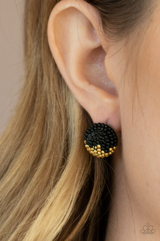 As Happy As Can BEAD - Black Earrings - Paparazzi Accessories - Paparazzi Accessories 