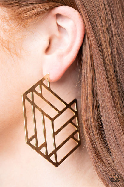 Gotta Get GEO-ing - Gold Hoop Earrings - Paparazzi Accessories - Paparazzi Accessories 
