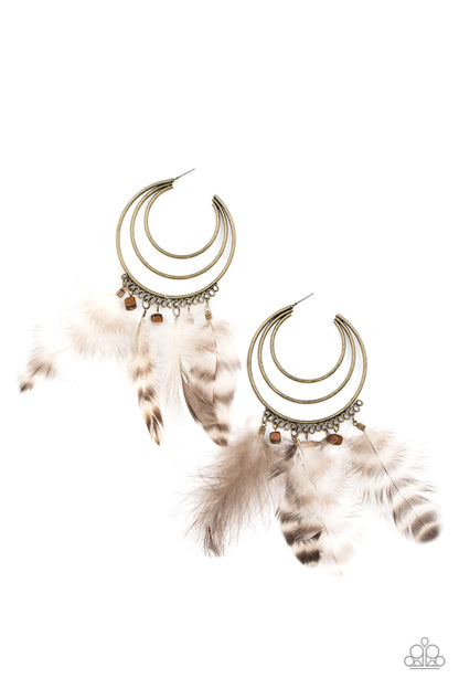 Freely Free Bird - Brass Earrings - Paparazzi Accessories - Paparazzi Accessories 