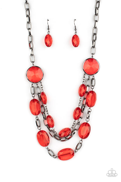 I Need a GLOW-cation - Red Necklace - Paparazzi Accessories - Paparazzi Accessories 