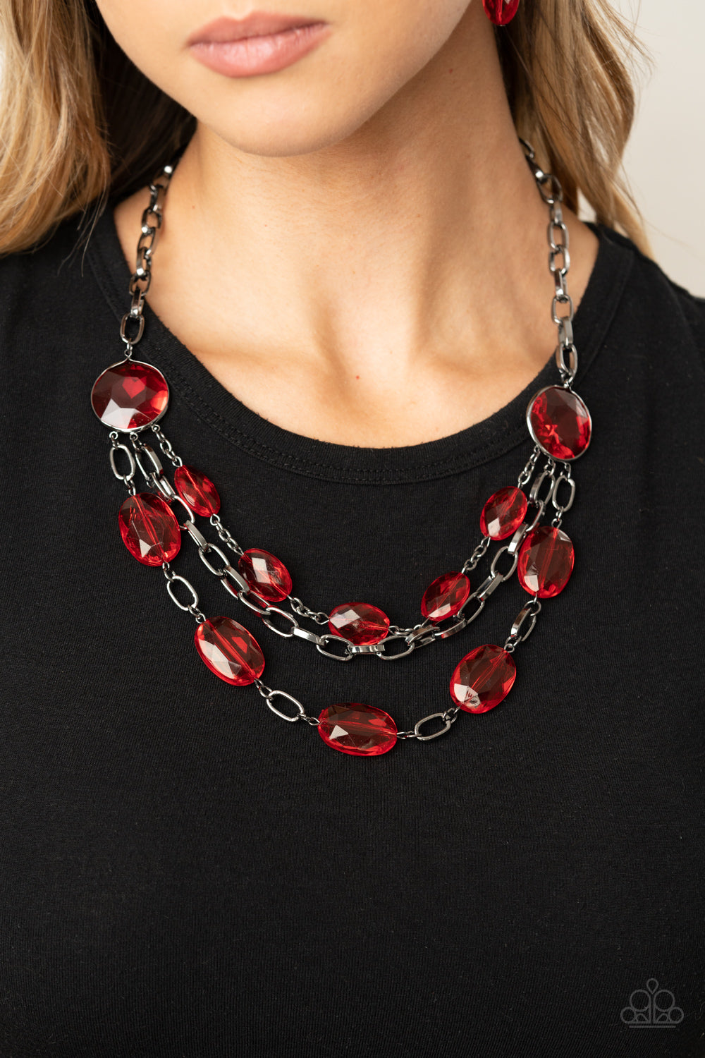 I Need a GLOW-cation - Red Necklace - Paparazzi Accessories - Paparazzi Accessories 