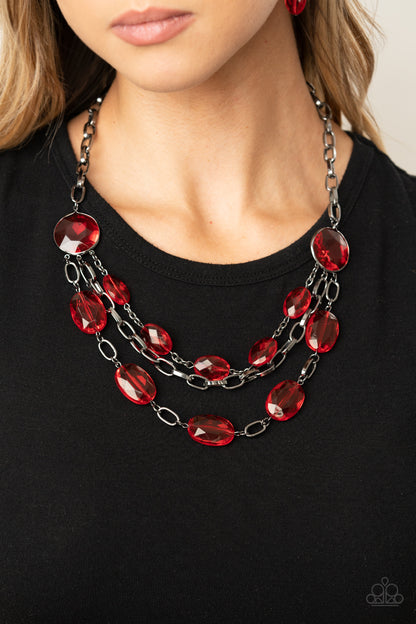 I Need a GLOW-cation - Red Necklace - Paparazzi Accessories - Paparazzi Accessories 