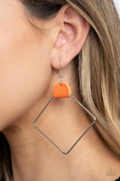 Friends of a LEATHER - Orange Earrings - Paparazzi Accessories - Paparazzi Accessories 