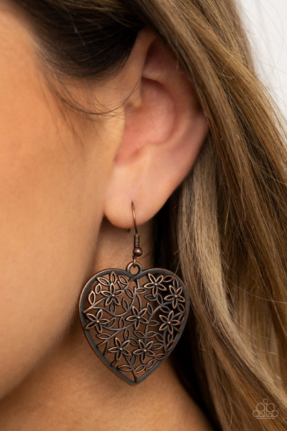 Let Your Heart Grow- Copper Earrings- Paparazzi Accessories - Paparazzi Accessories 