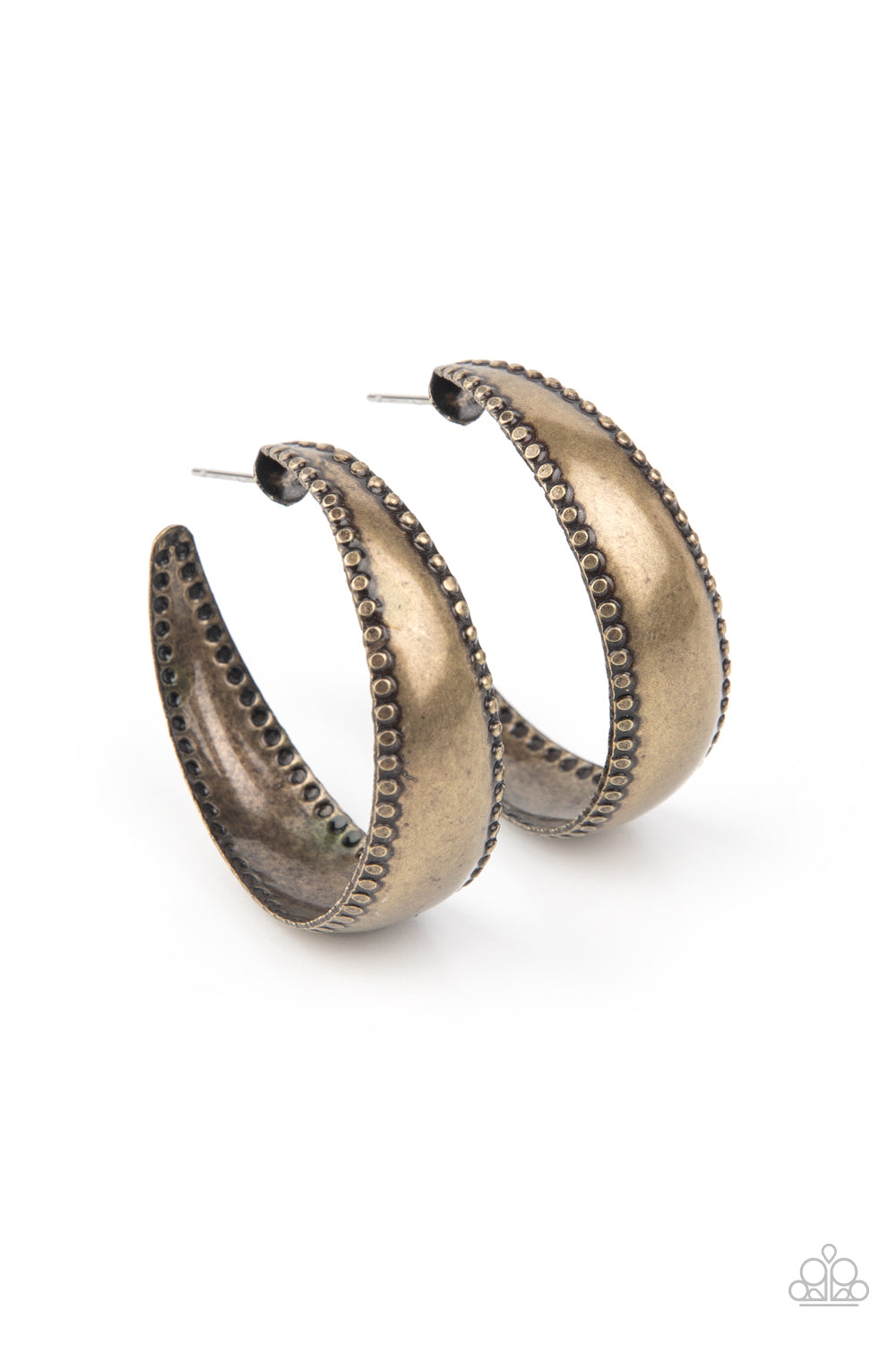 Burnished Benevolence - Brass Earrings - Paparazzi Accessories 