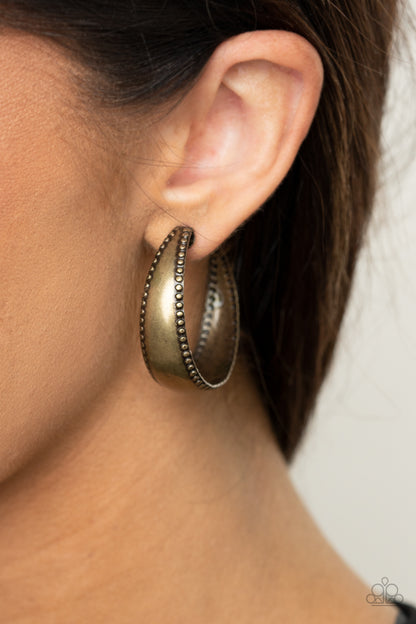 Burnished Benevolence - Brass Earrings - Paparazzi Accessories 