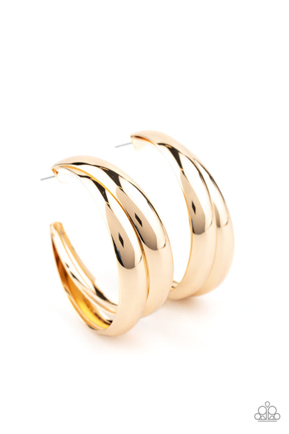 Colossal Curves - Gold Hoop Earrings - Paparazzi Accessories - Paparazzi Accessories 
