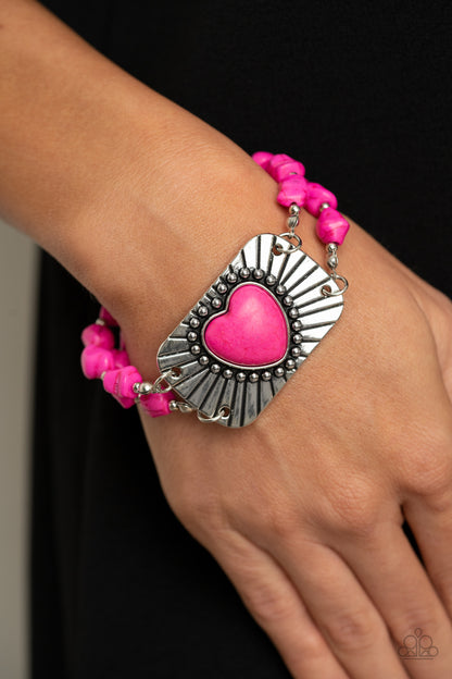 Sandstone Sweetheart - Pink Bracelet - Paparazzi Accessories - Paparazzi Accessories 