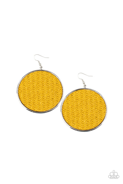 Wonderfully Woven - Yellow Earrings - Paparazzi Accessories - Paparazzi Accessories 
