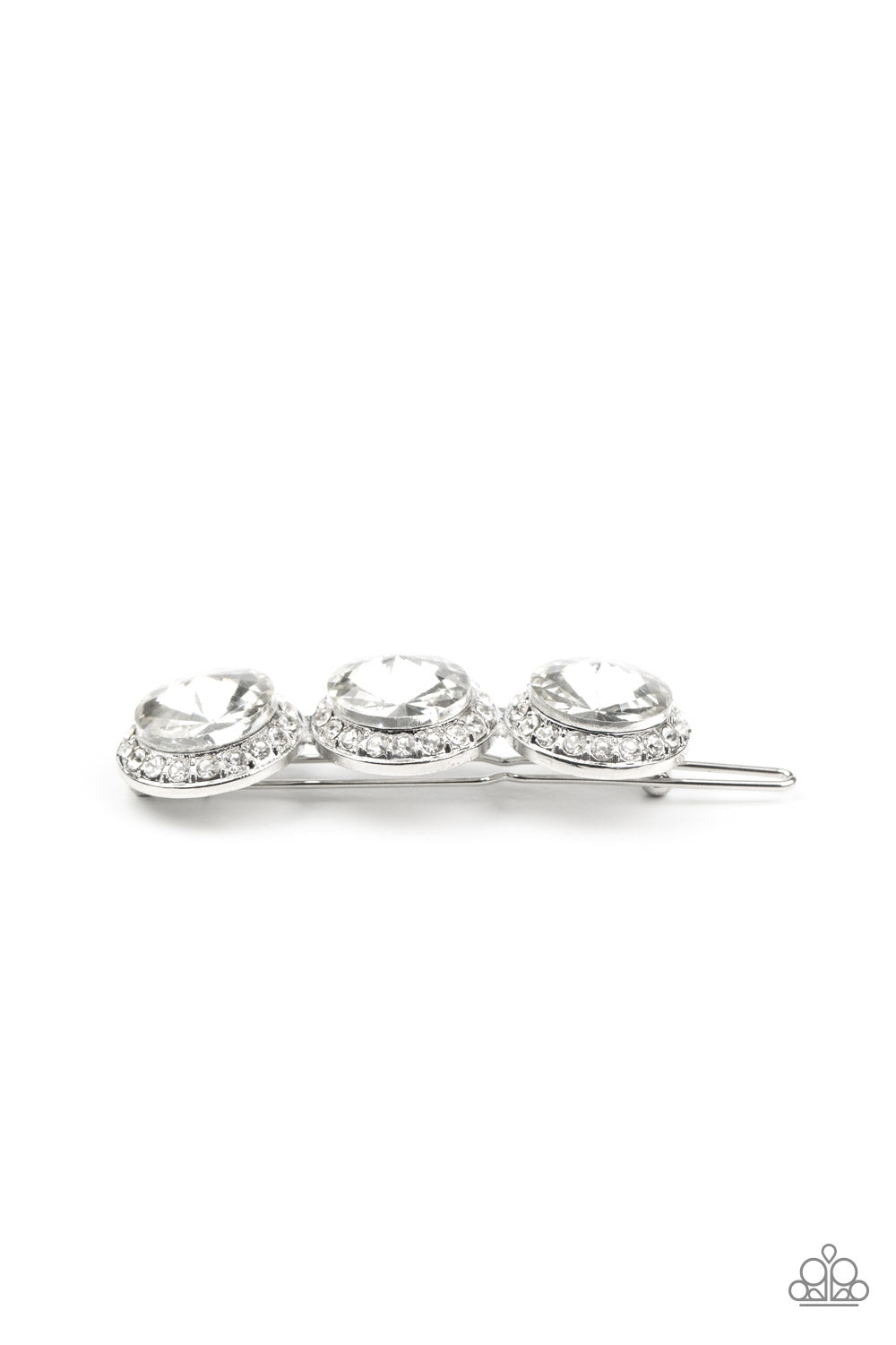 SPOTLIGHT It Up - White Hair Clip - Paparazzi Accessories - Paparazzi Accessories 