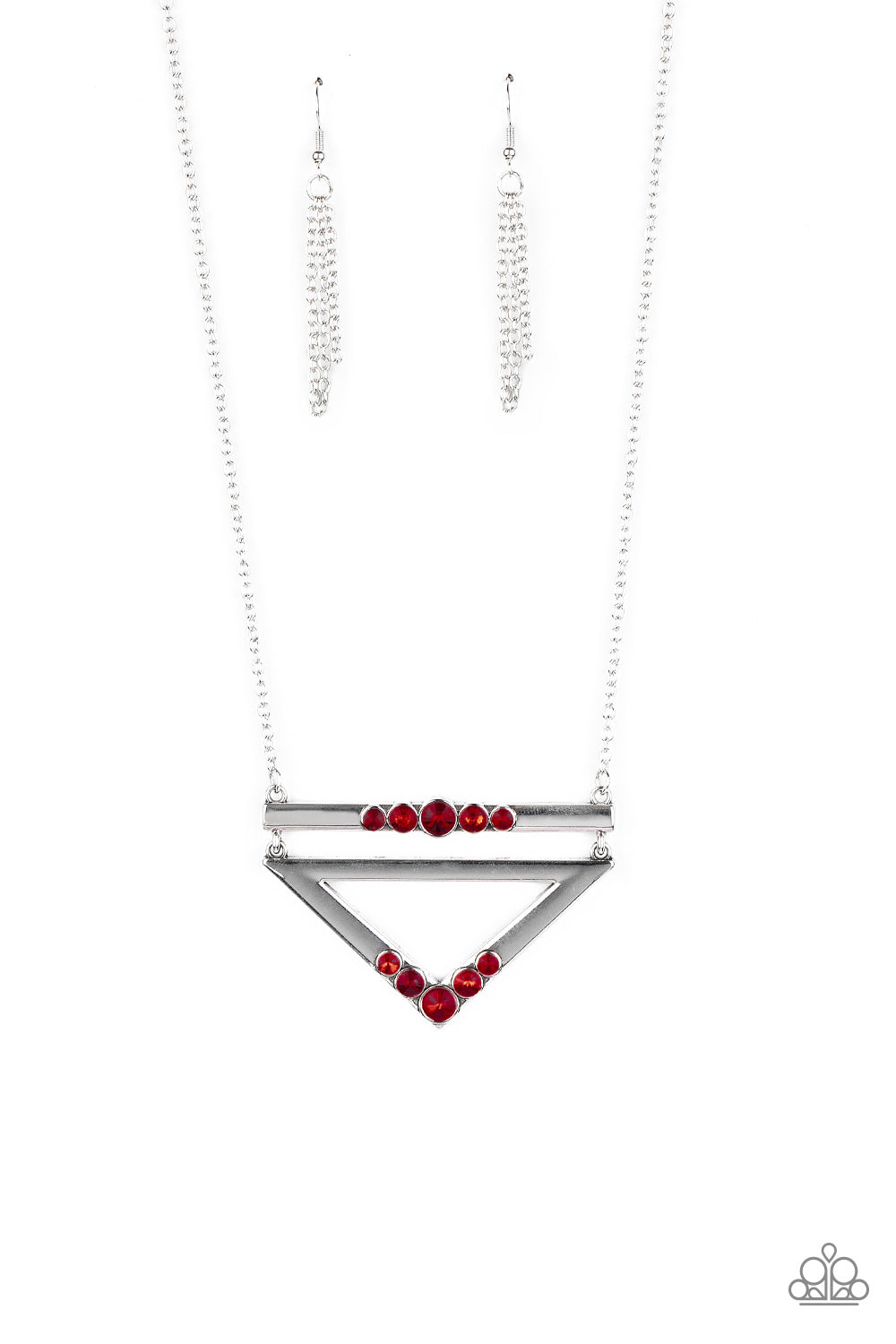 Triangulated Twinkle - Red Necklace - Paparazzi Accessories - Paparazzi Accessories 