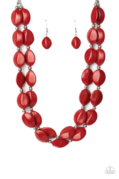 Two-Story Stunner - Red Necklace - Paparazzi Accessories - Paparazzi Accessories 