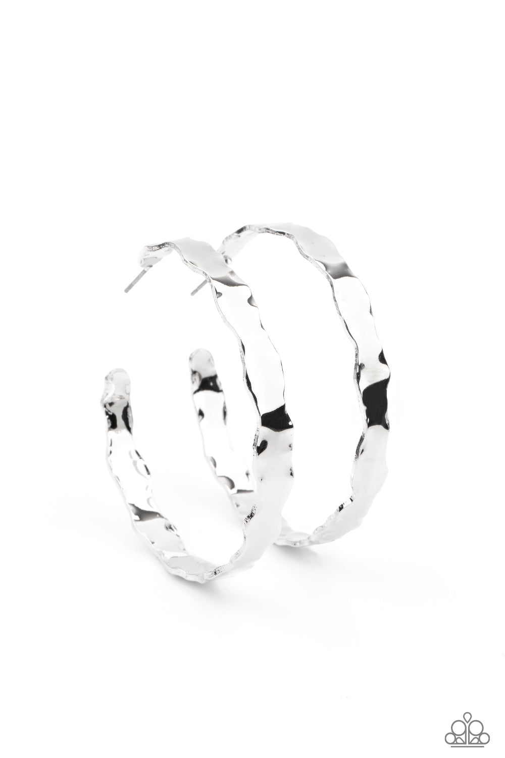 Exhilarated Edge - Silver Earrings-Paparazzi Accessories - Paparazzi Accessories 