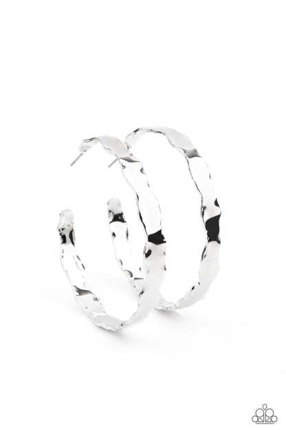 Exhilarated Edge - Silver Earrings-Paparazzi Accessories - Paparazzi Accessories 