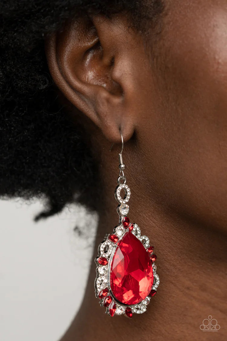 Royal Recognition - Red Earrings - Paparazzi Accessories 