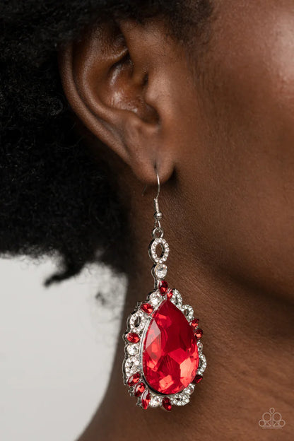 Royal Recognition - Red Earrings - Paparazzi Accessories 