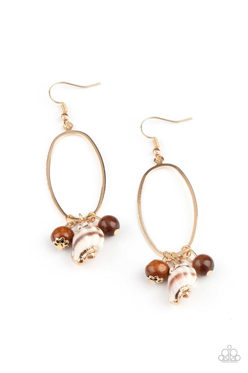 Golden Grotto - Brown Earrings- Paparazzi Accessories - Paparazzi Accessories 