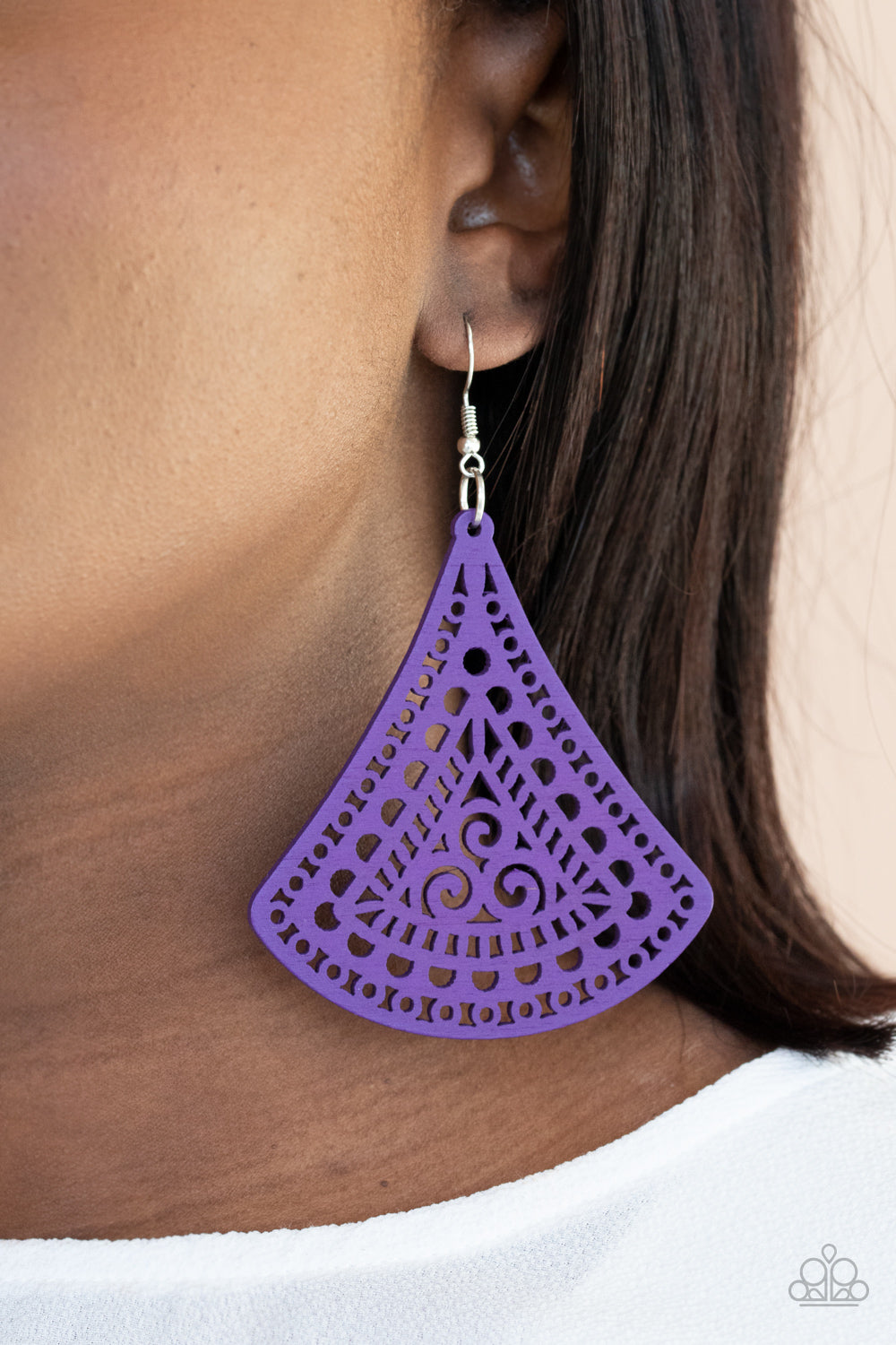 FAN to FAN - Purple Earrings - Paparazzi Accessories - Paparazzi Accessories 