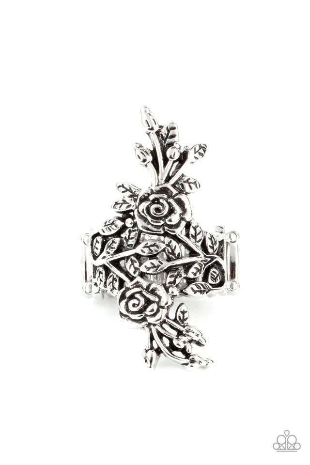 Rustic Rose Gardens - Silver Ring - Paparazzi Accessories