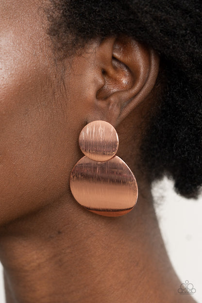Here Today, GONG Tomorrow - Copper Earrings - Paparazzi Accessories 