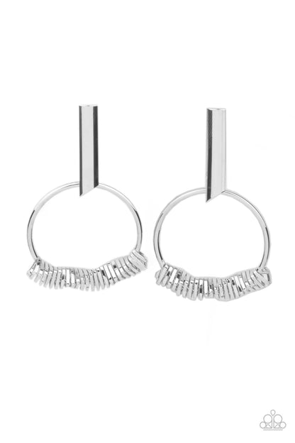 Set Into Motion - Silver Earrings- Paparazzi Accessories - Paparazzi Accessories 