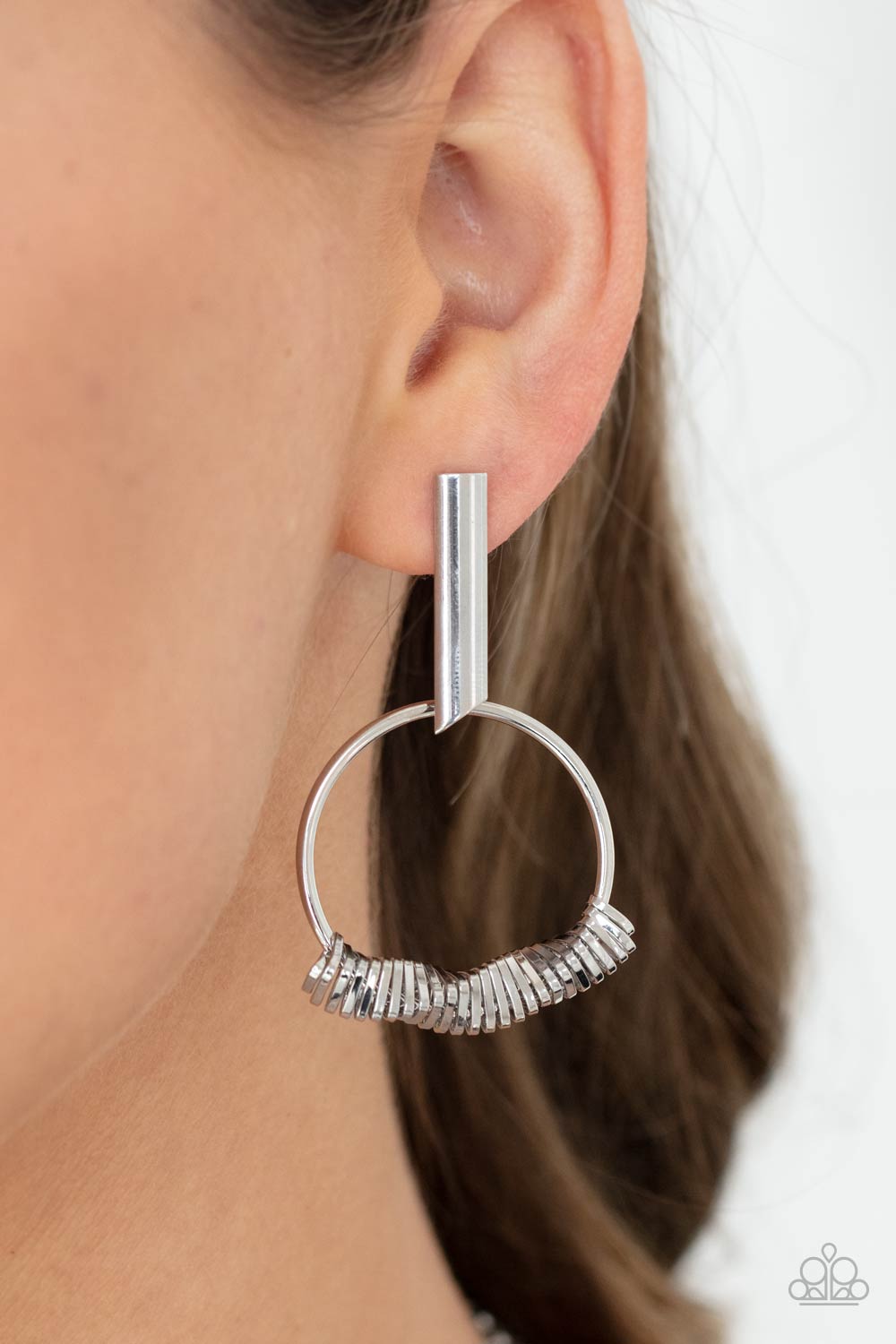 Set Into Motion - Silver Earrings- Paparazzi Accessories - Paparazzi Accessories 