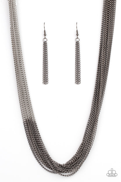 Metallic Merger - Black Necklace - Paparazzi Accessories - Paparazzi Accessories 