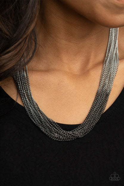 Metallic Merger - Black Necklace - Paparazzi Accessories - Paparazzi Accessories 