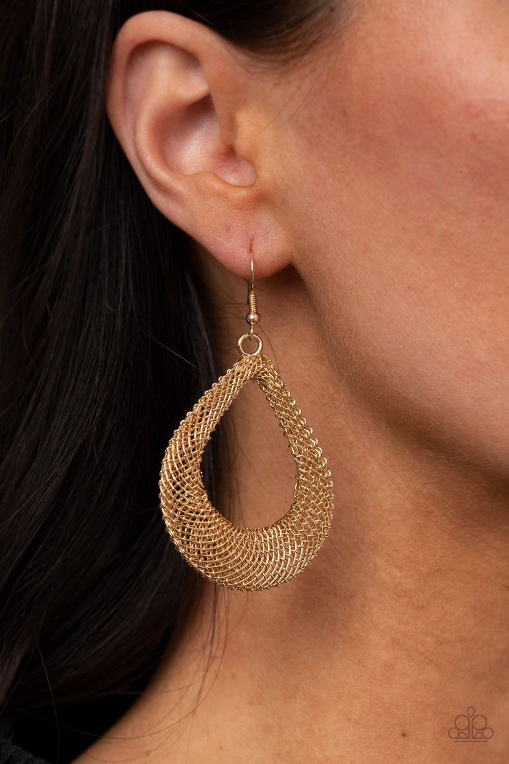 A Hot MESH - Gold Earrings - Paparazzi Accessories - Paparazzi Accessories 