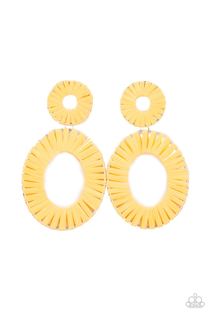 Foxy Flamenco - Yellow Earrings - Paparazzi Accessories - Paparazzi Accessories 
