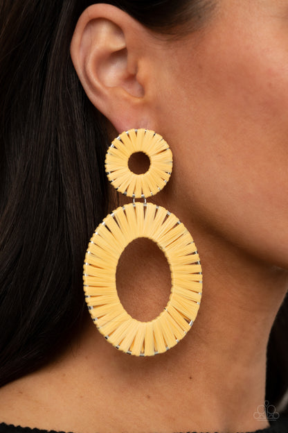 Foxy Flamenco - Yellow Earrings - Paparazzi Accessories - Paparazzi Accessories 