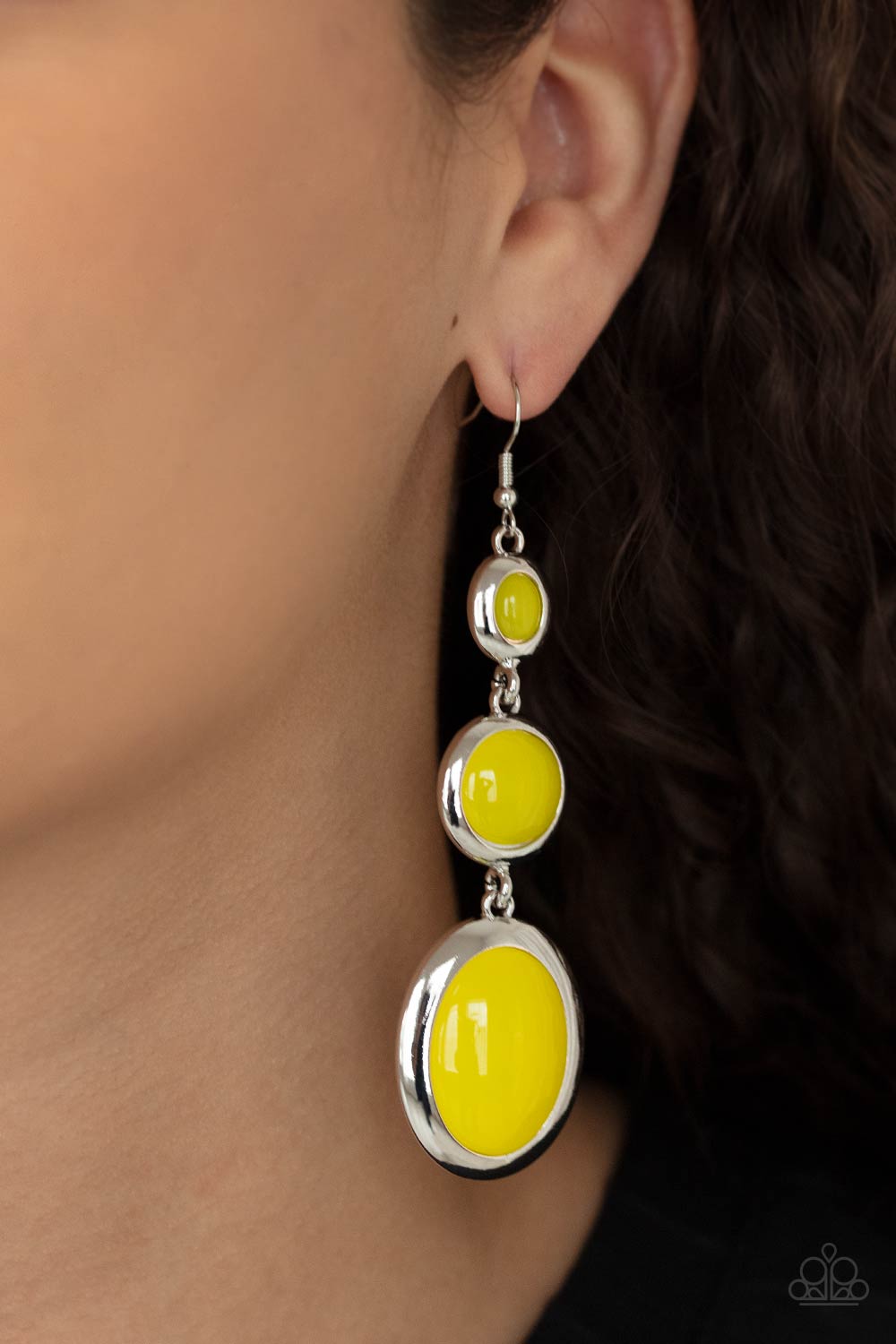 Retro Reality - Yellow Earrings - Paparazzi Accessories - Paparazzi Accessories 