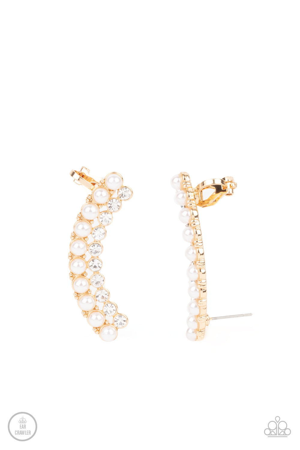 Doubled Down On Dazzle - Gold Ear Crawler - Paparazzi Accessories - Paparazzi Accessories 