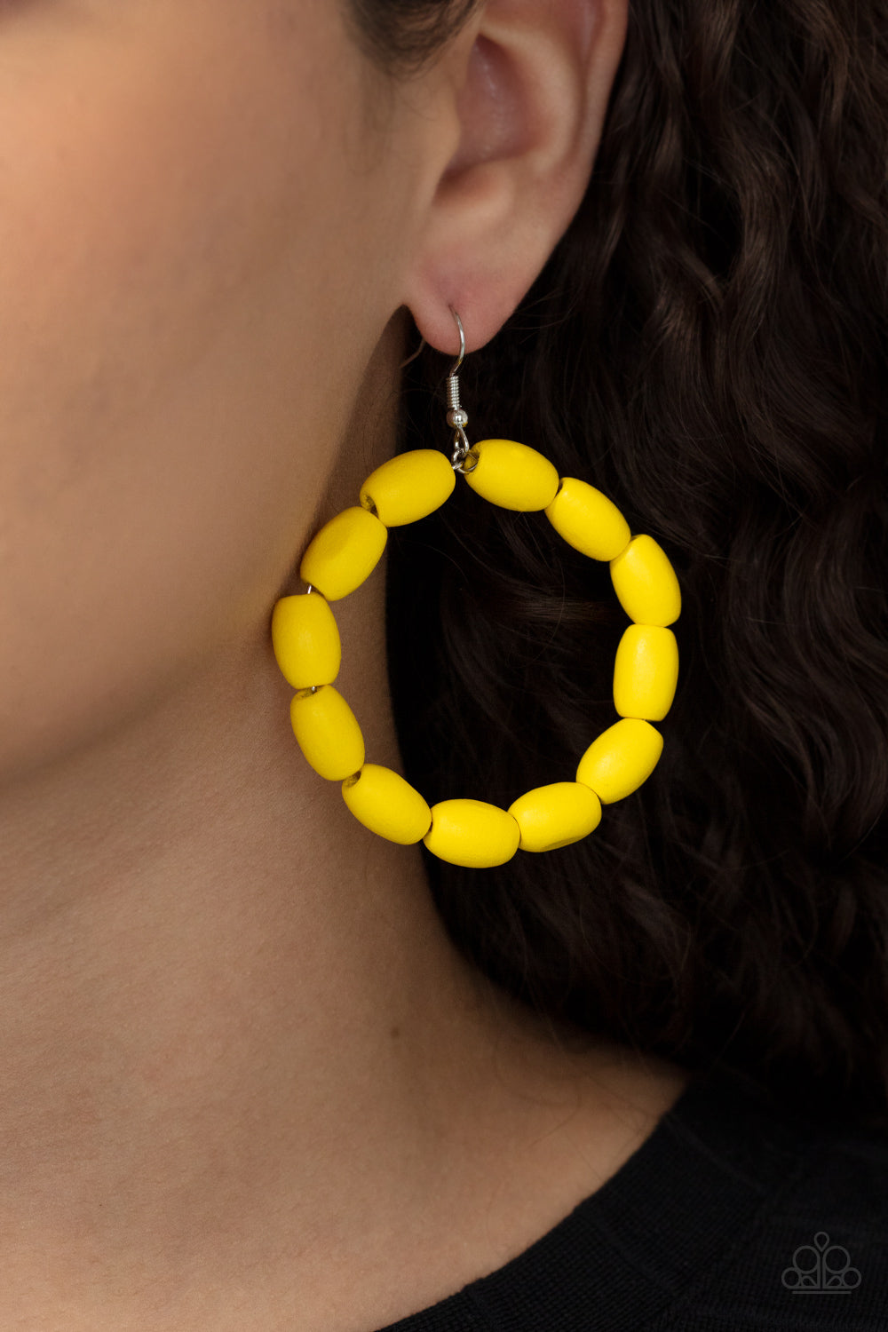 Living The WOOD Life - Yellow Earrings - Paparazzi Accessories - Paparazzi Accessories 